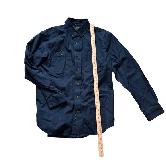 Carhartt Rugged Flex Relaxed Fit Navy Blue Long Sleeve Shirt Large - Picture 3 of 5